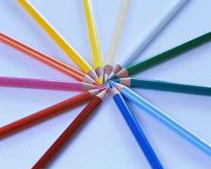 Colored Pencils in Circle